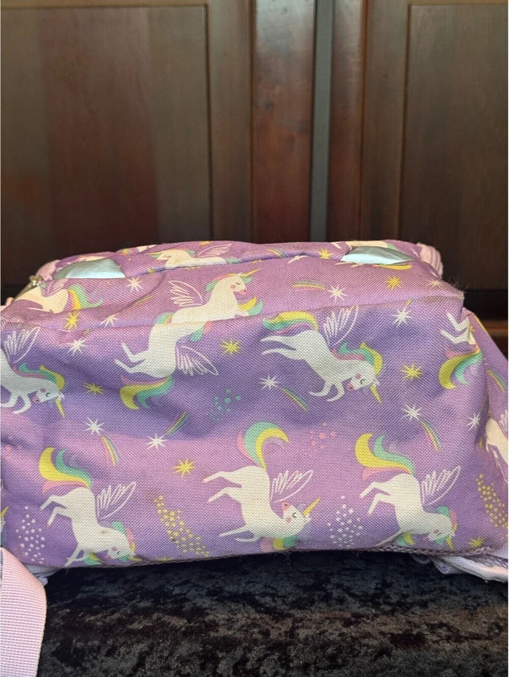 Purple Kids Backpack with Unicorn Print